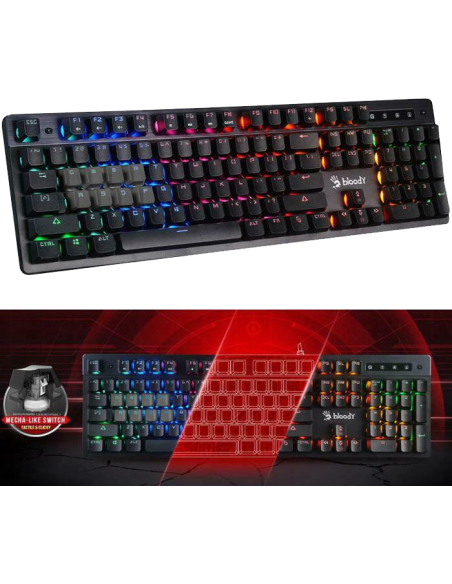 BLOODY Gaming Keyboard B500N, Wired, Mecha-Like Switch, Black